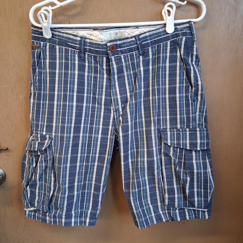 Scotch and Soda Blue Plaid Cargo Shorts Cotton Men's 29 EUCβ